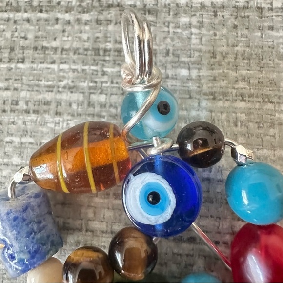 Handmade Beaded Evil Eye Pendant Necklace Multi Colored 1600 Y - Picture 5 of 14